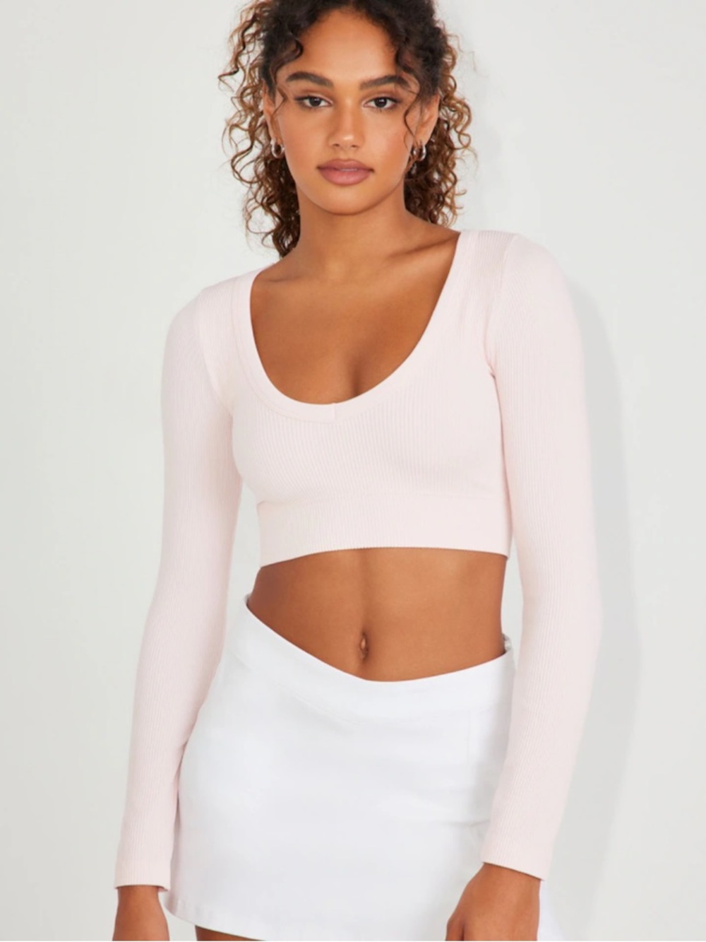 Garage Seamless Ribbed Long Sleeve Crop Top - Small
